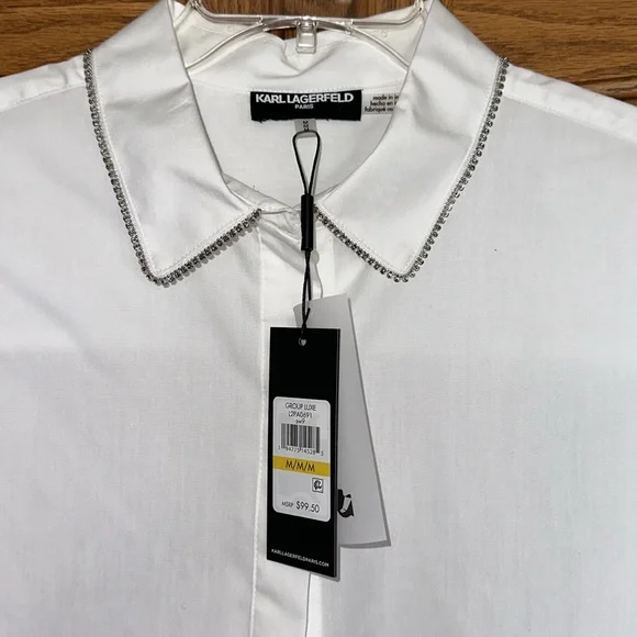 NWT Karl Lagerfeld Paris lady’s shirt 100% cotton size M - Picture 7 of 7